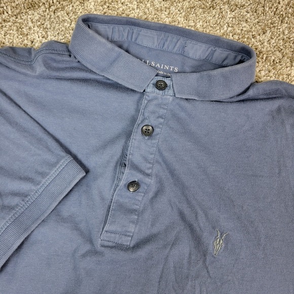 AllSaints Other - Allsaints Mens Medium Solid Gray Stretch Knit Polo Short Sleeve